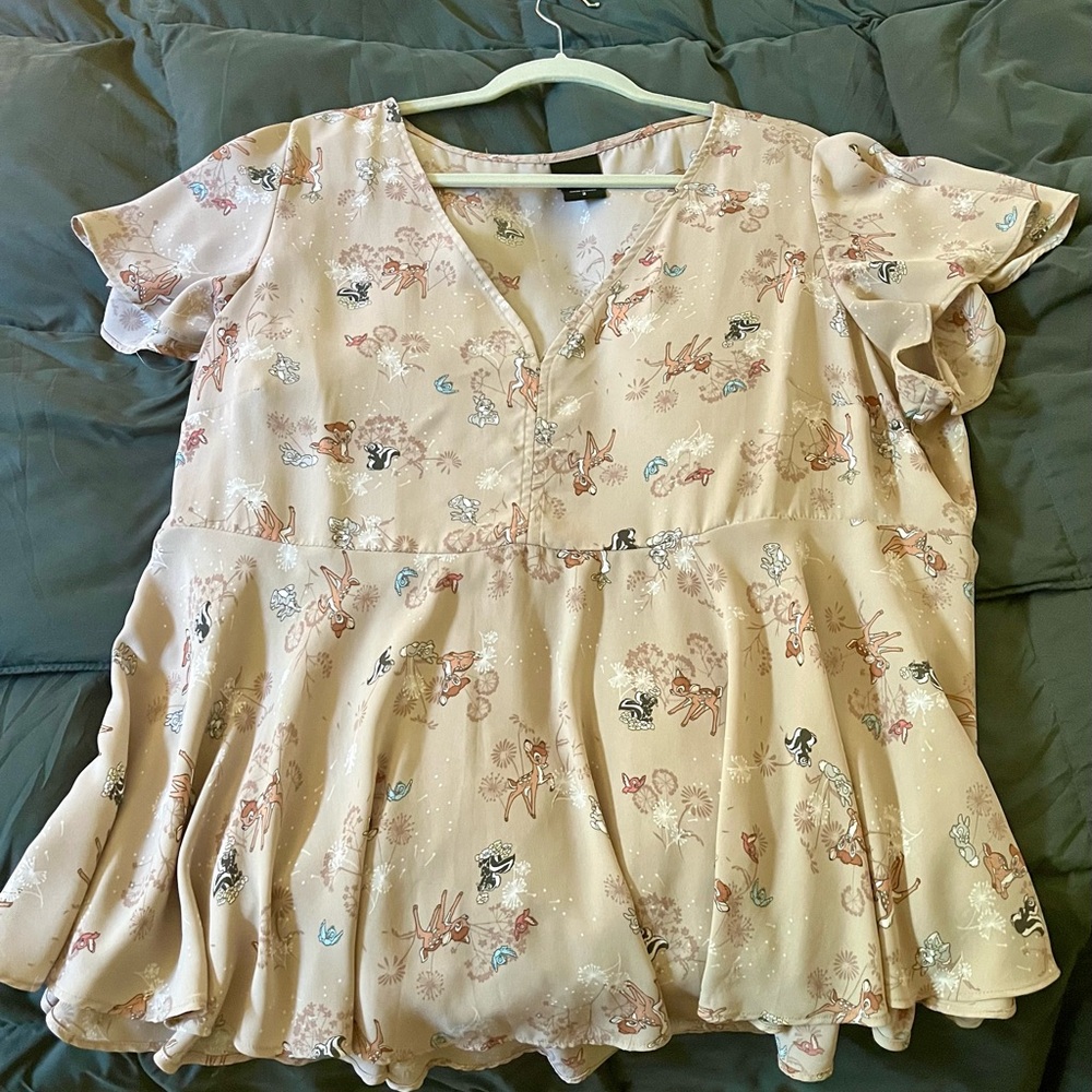Torrid Beige Floral Women's Blouse( Bambi- Disney Collection)